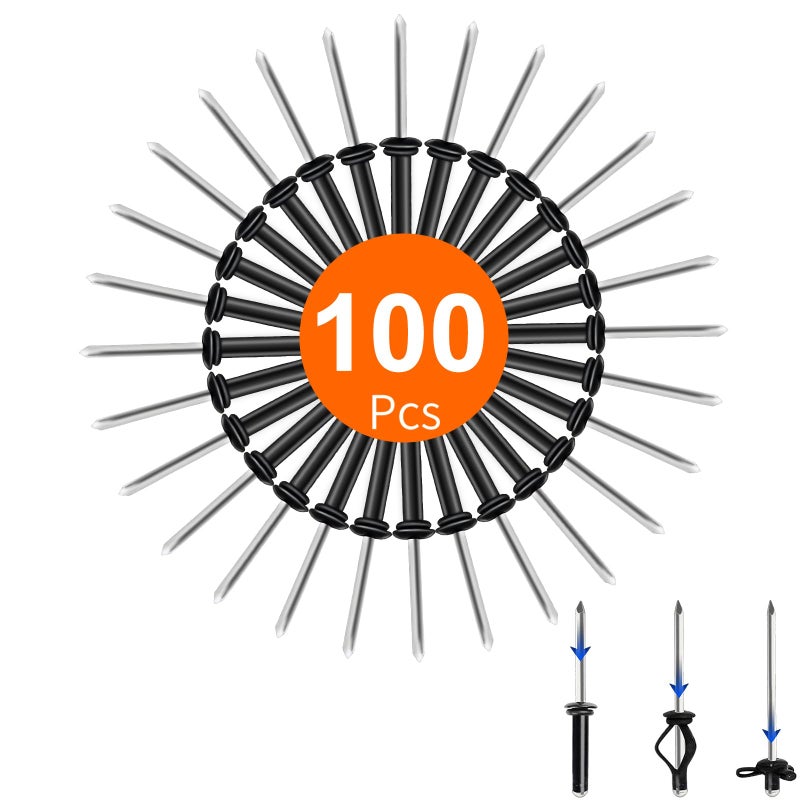 HLOGREE 3/16"" x 1"" Tri Grip Rivets - 100PCS - Tri-fold Marine Aluminum Pop Rivets with Waterproof O Rings,Tri-Grip Rivets for Boat Canoe,Decorative Blind Rivets Tri Grip Boat Kayak Rivets,Trifold Rivets - Image 1